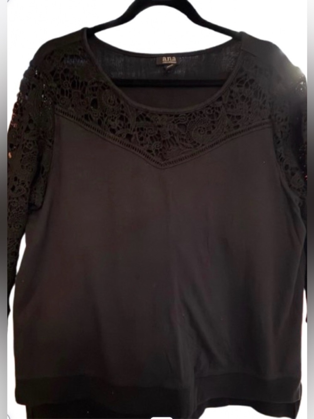 a.n.a Black Crochet-Yoke Women’s Sweatshirt